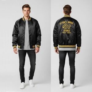 Vtg Pla-Jac By Dunbrooke‎ Bomber Jacket Mens Size XL Flyum's Barge Service USA